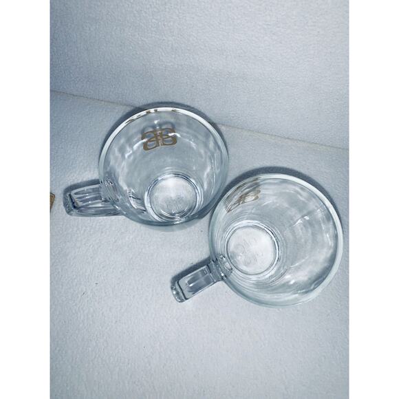 2 Baileys Irish Cream Whiskey Clear Glass Coffee Mugs Gold Accent Logo - Picture 10 of 11